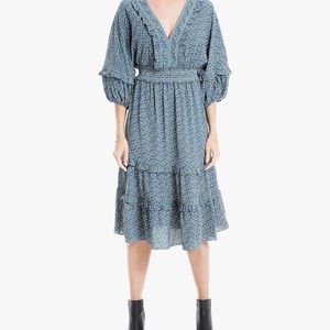 Max Studio Women's 3/4 Sleeve Tiered Bubble Crepe Dress NWT SM